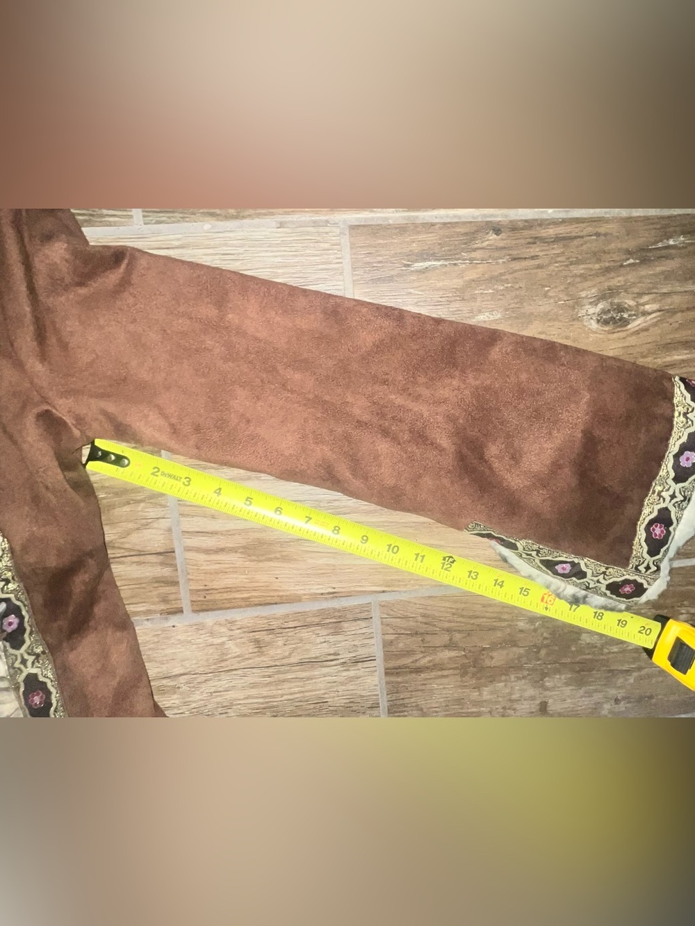 Afghan coat vintage 70s bohemian -style brown suede and shearling - Picture 8 of 10